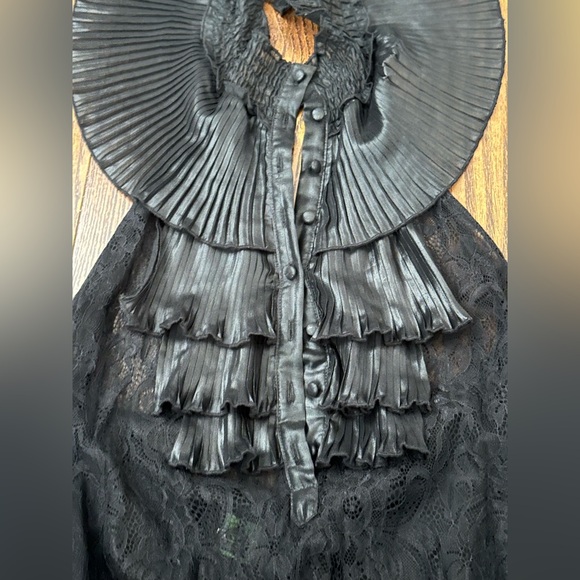 bebe Black Ruffled Halter Top - Picture 2 of 4